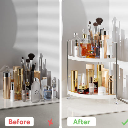KINGBERWI 2-Tier Corner Storage Shelf, Bathroom Organizer Countertop, Cosmetics