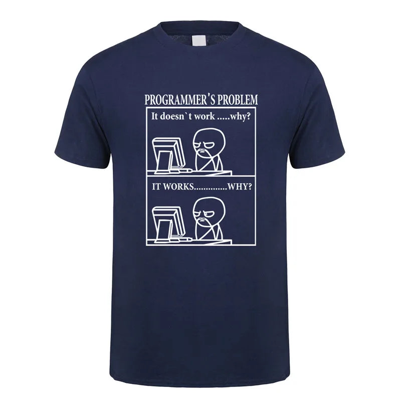 Funny Programmer Programming Developer T Shirt Men Cotton Short Sleeve Computer Geek T-Shirts Man Clothing JL-088