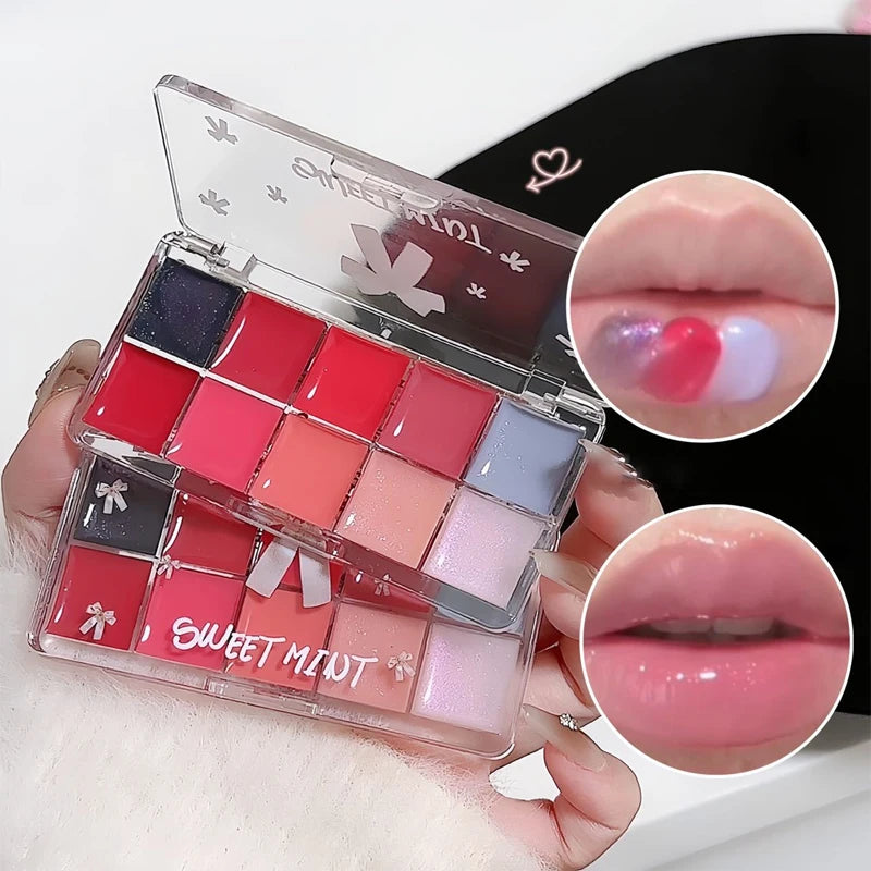 Real 10-Color Lip Palette Lip Gloss and Lipstick Glossy Moisturizing Pigmented Multifunctional Original Cosmetics