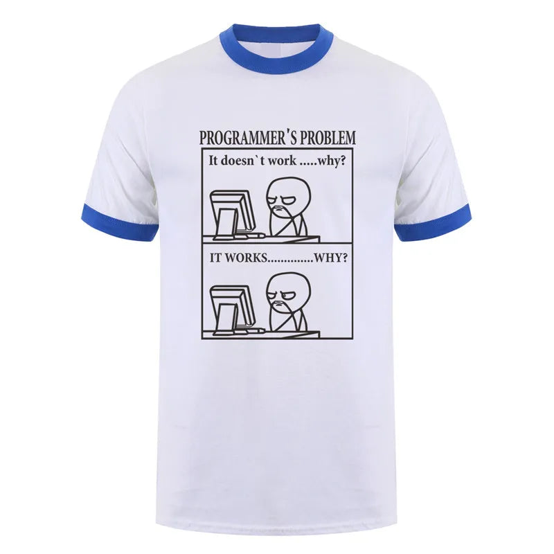 Funny Programmer Programming Developer T Shirt Men Cotton Short Sleeve Computer Geek T-Shirts Man Clothing JL-088