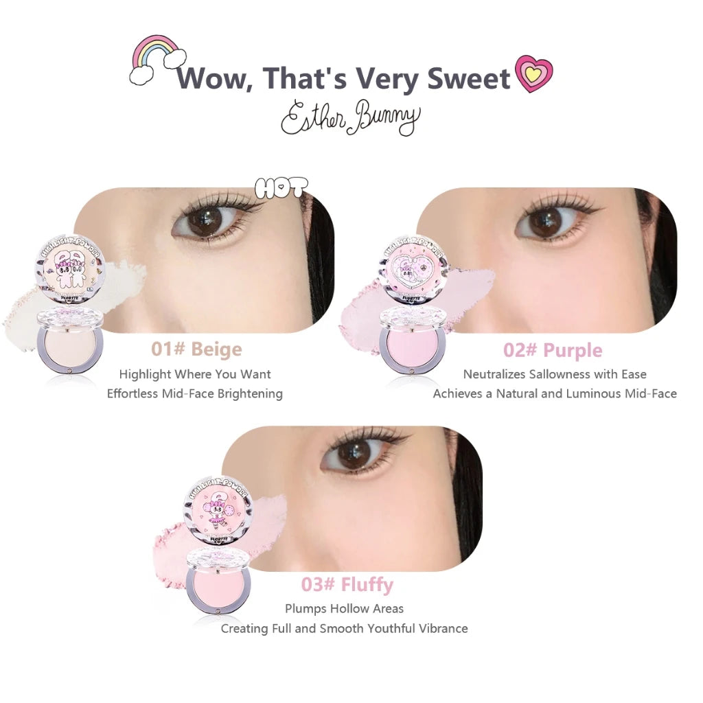 FLORTTE See Pearl Single-Colour Highlighter Powder Matte Brighten Contour Palette Face Makeup Cosmetics