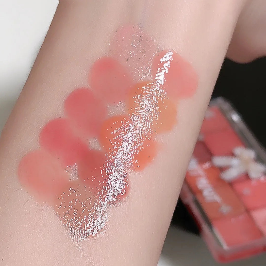 Real 10-Color Lip Palette Lip Gloss and Lipstick Glossy Moisturizing Pigmented Multifunctional Original Cosmetics