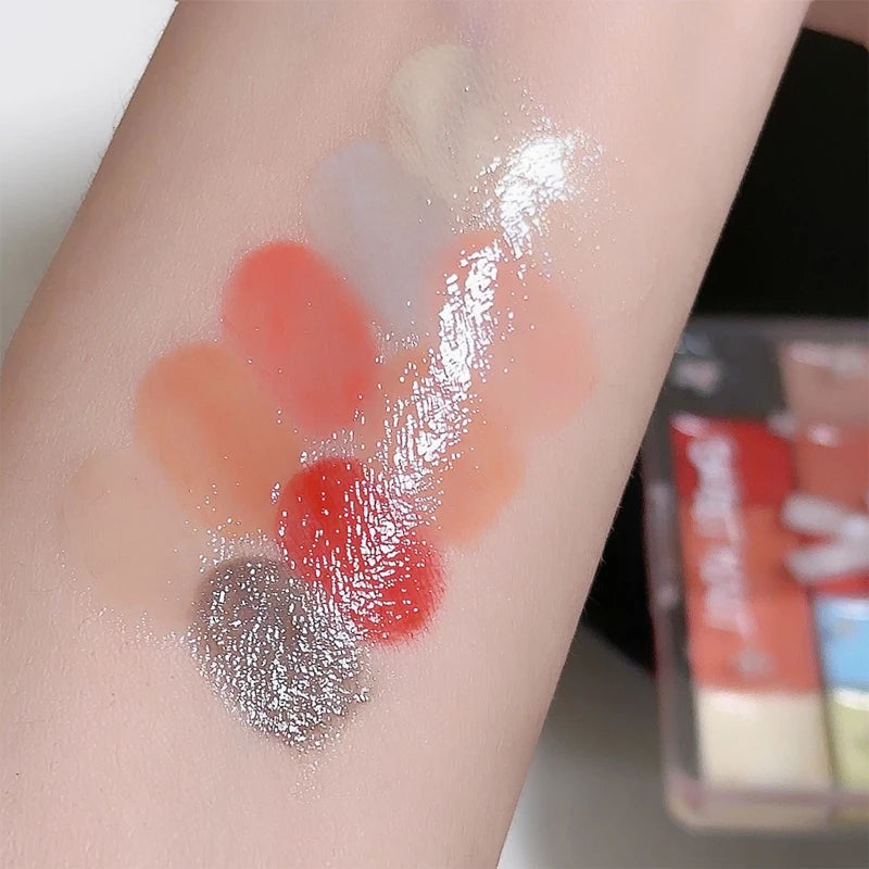 Real 10-Color Lip Palette Lip Gloss and Lipstick Glossy Moisturizing Pigmented Multifunctional Original Cosmetics