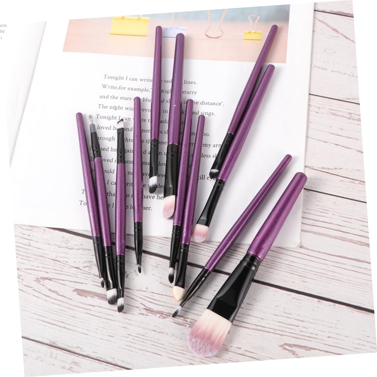 Makeup Brush Set 12Pcs Nylon Wooden Handle 183 Purple