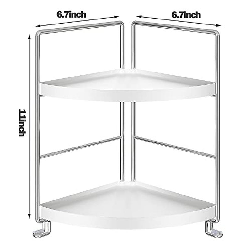 KINGBERWI 2-Tier Corner Storage Shelf, Bathroom Organizer Countertop, Cosmetics