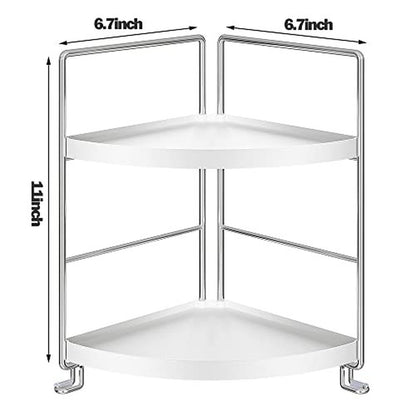 KINGBERWI 2-Tier Corner Storage Shelf, Bathroom Organizer Countertop, Cosmetics