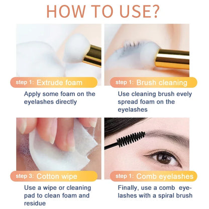 Wholesale 60ML Private Label Natural Oil Free Eyelash Foam Eyelash Extension Lash Bath Lash Foam Shampoo Cleanser