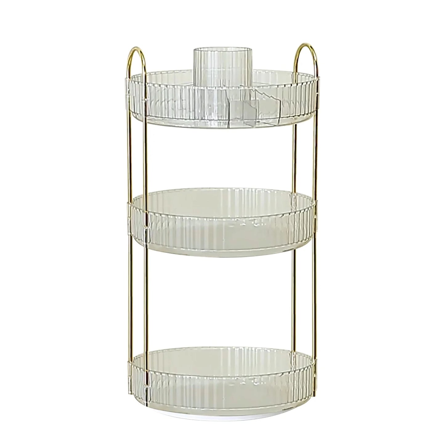Bdday 360° Rotating Makeup Organizer, Bathroom Make up Spinning Holder Rack, Large Capacity Cosmetics Storage Vanity Shelf Countertop, Fits Cosmetics, Perfume, Skincare, Lipsticks 3 Tiers