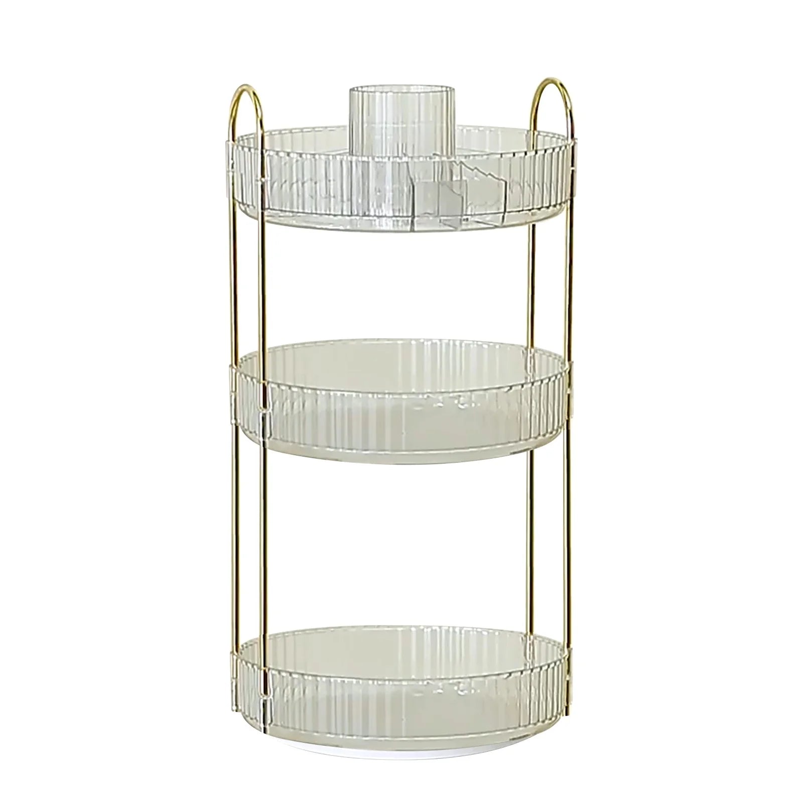 Bdday 360° Rotating Makeup Organizer, Bathroom Make up Spinning Holder Rack, Large Capacity Cosmetics Storage Vanity Shelf Countertop, Fits Cosmetics, Perfume, Skincare, Lipsticks 3 Tiers