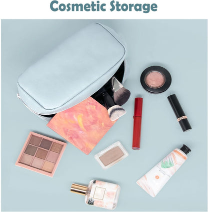 Cosmetic Bags for Women - Water Resistant Make up Pouch Travel Zipper Toiletry Bag Makeup Organizer (Blue)