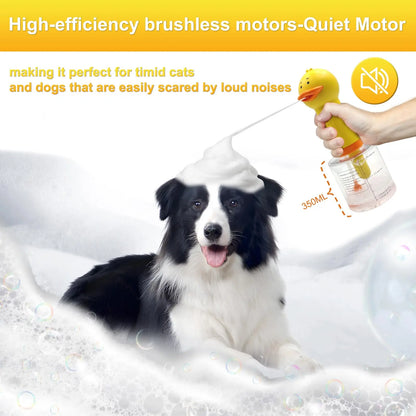 Yellow Duck Electric Foam Machine ,Handhold Automatic Soap Dispenser Foam Machine Launcher for Cat & Dog Bathing Pet Accessories