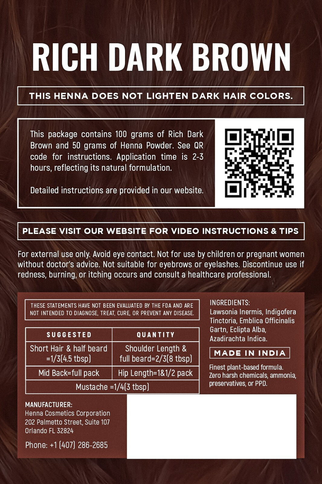 Henna Cosmetics Henna Hair Color & Beard Dye for Men | 100 Grams+50 Grams Bonus