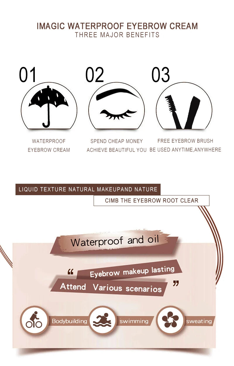 Professional Eyebrow Waterproof Long-Lasting Makeup Eyebrow Cream Gel Cosmetics