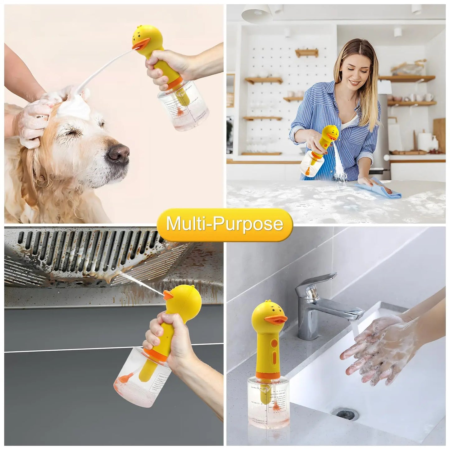 Yellow Duck Electric Foam Machine ,Handhold Automatic Soap Dispenser Foam Machine Launcher for Cat & Dog Bathing Pet Accessories