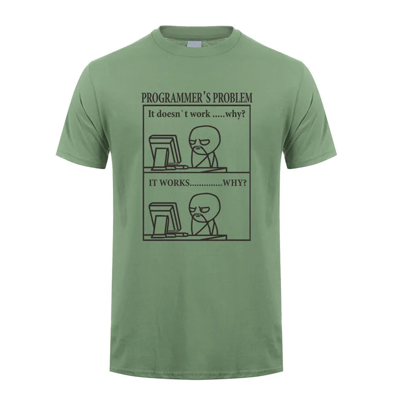 Funny Programmer Programming Developer T Shirt Men Cotton Short Sleeve Computer Geek T-Shirts Man Clothing JL-088