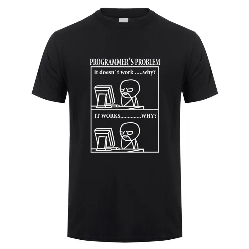 Funny Programmer Programming Developer T Shirt Men Cotton Short Sleeve Computer Geek T-Shirts Man Clothing JL-088