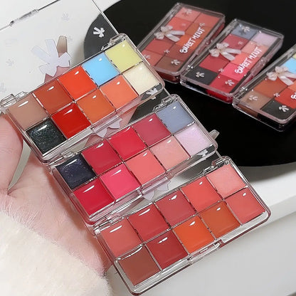Real 10-Color Lip Palette Lip Gloss and Lipstick Glossy Moisturizing Pigmented Multifunctional Original Cosmetics