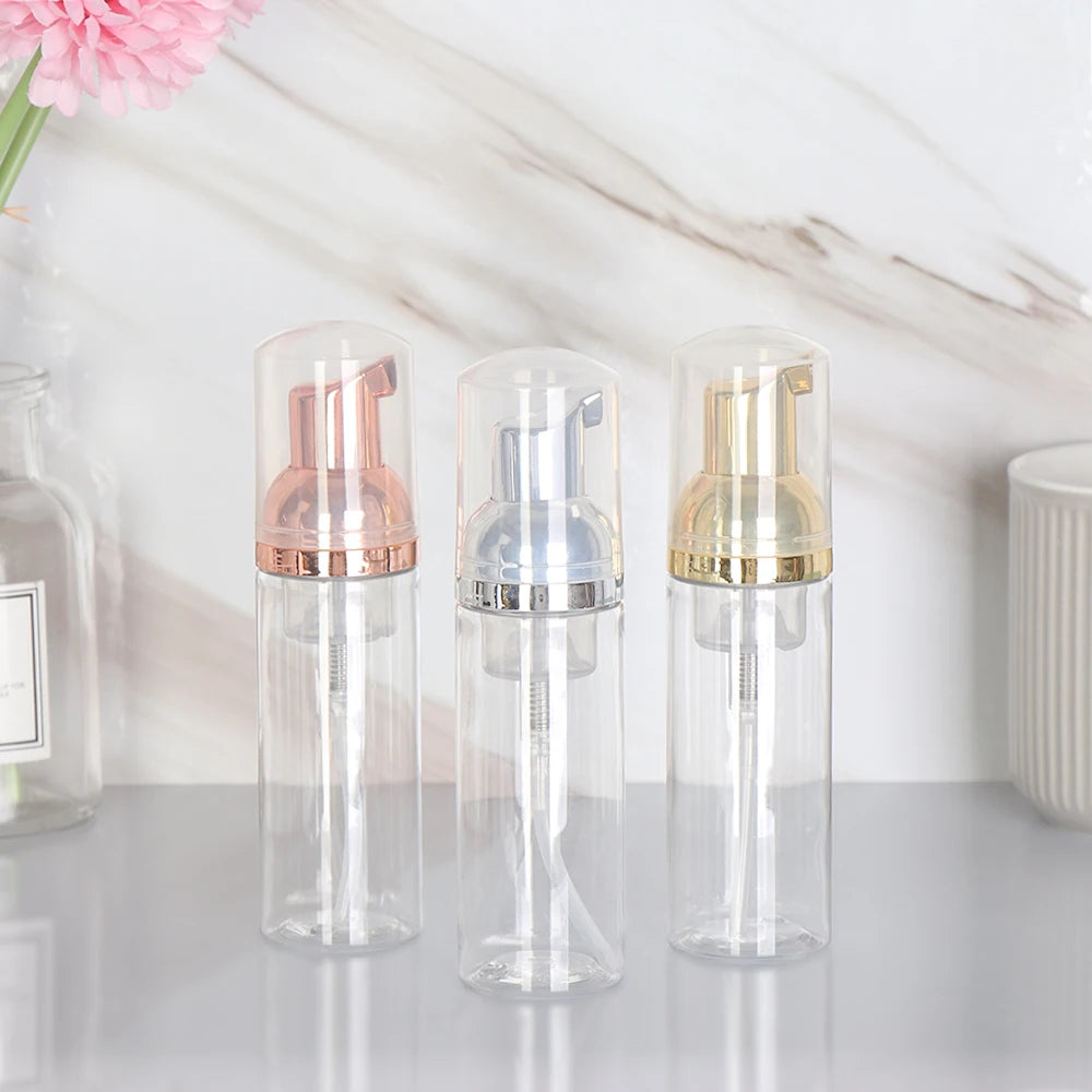 Foaming Bottle 1Pc Plastic Foam Pump Bottle Empty Face Eyelashes Cosmetic Bottle Cleaner Soap Dispenser Foam Bottle Rose Go