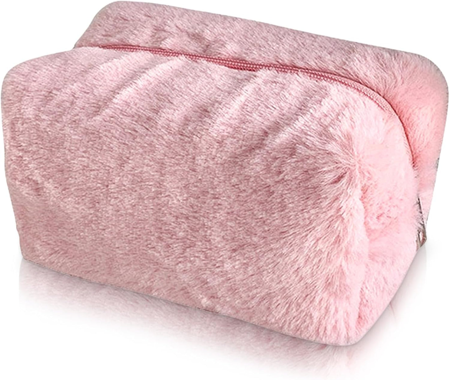 Fluffy Cosmetic Bag Plush Makeup Bag Cute Makeup Tool Storage Bag Makeup Pouch Portable Cosmetics Case for Girls Women(Pink)