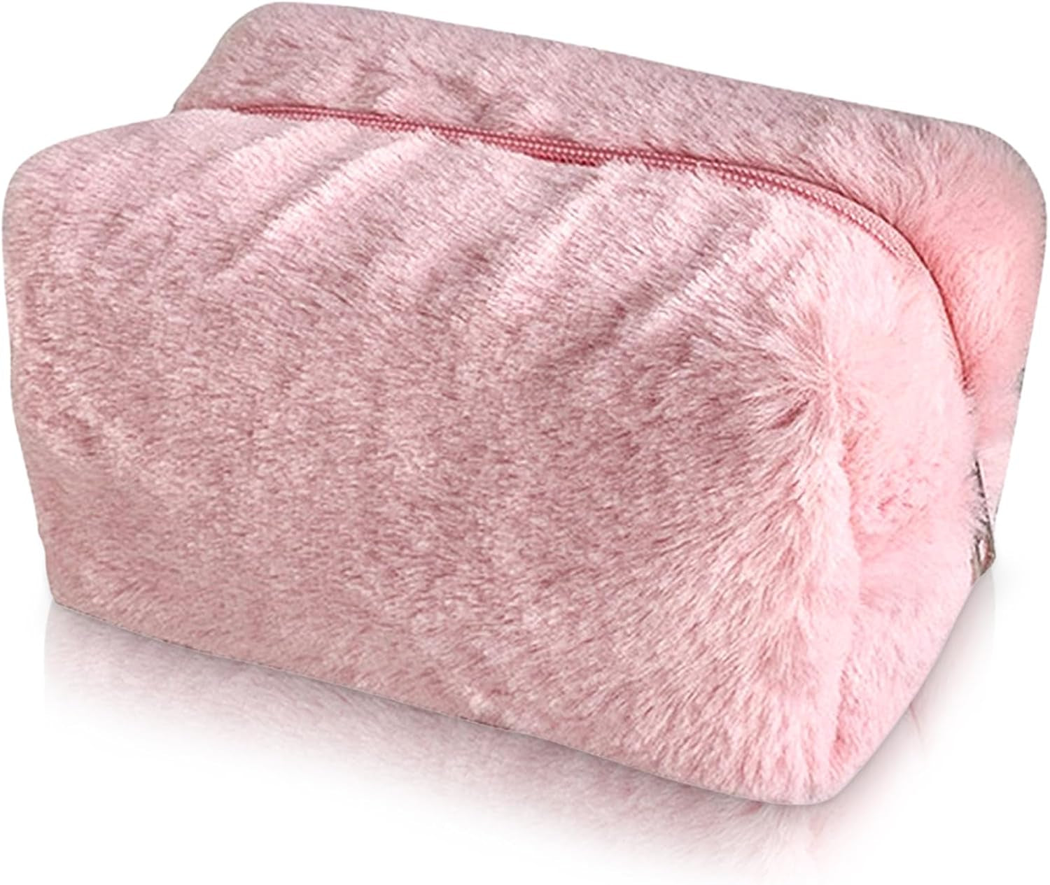 Fluffy Cosmetic Bag Plush Makeup Bag Cute Makeup Tool Storage Bag Makeup Pouch Portable Cosmetics Case for Girls Women(Pink)