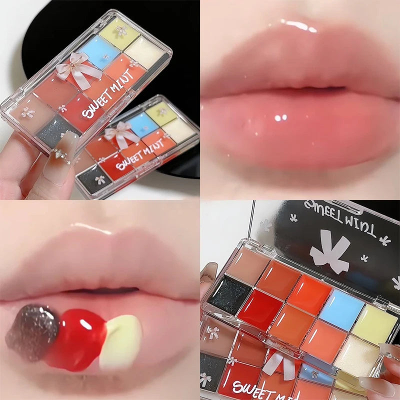 Real 10-Color Lip Palette Lip Gloss and Lipstick Glossy Moisturizing Pigmented Multifunctional Original Cosmetics