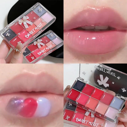 Real 10-Color Lip Palette Lip Gloss and Lipstick Glossy Moisturizing Pigmented Multifunctional Original Cosmetics