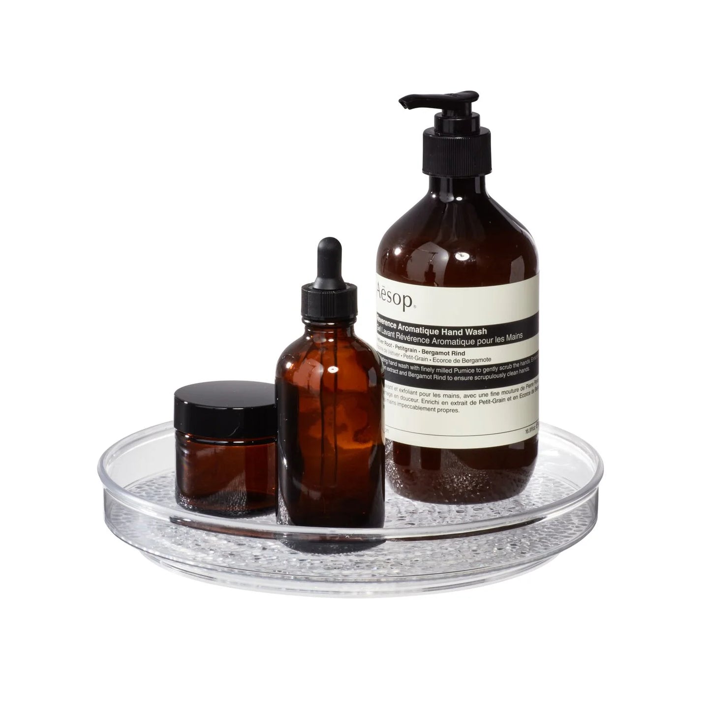 Clear Rain Lazy Susan Turntable Cosmetic Organizer for Vanity and Cabinet