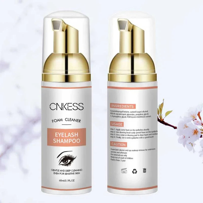 Wholesale 60ML Private Label Natural Oil Free Eyelash Foam Eyelash Extension Lash Bath Lash Foam Shampoo Cleanser