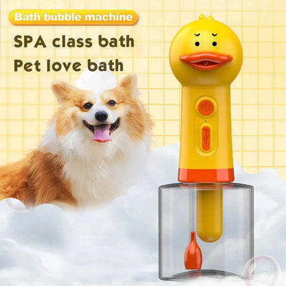 Yellow Duck Electric Foam Machine ,Handhold Automatic Soap Dispenser Foam Machine Launcher for Cat & Dog Bathing Pet Accessories
